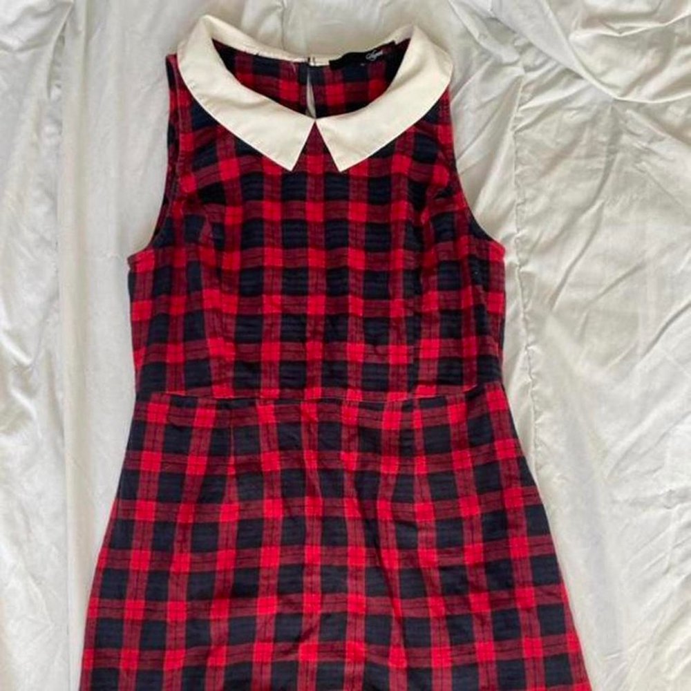 Plaid collared school-girl dress